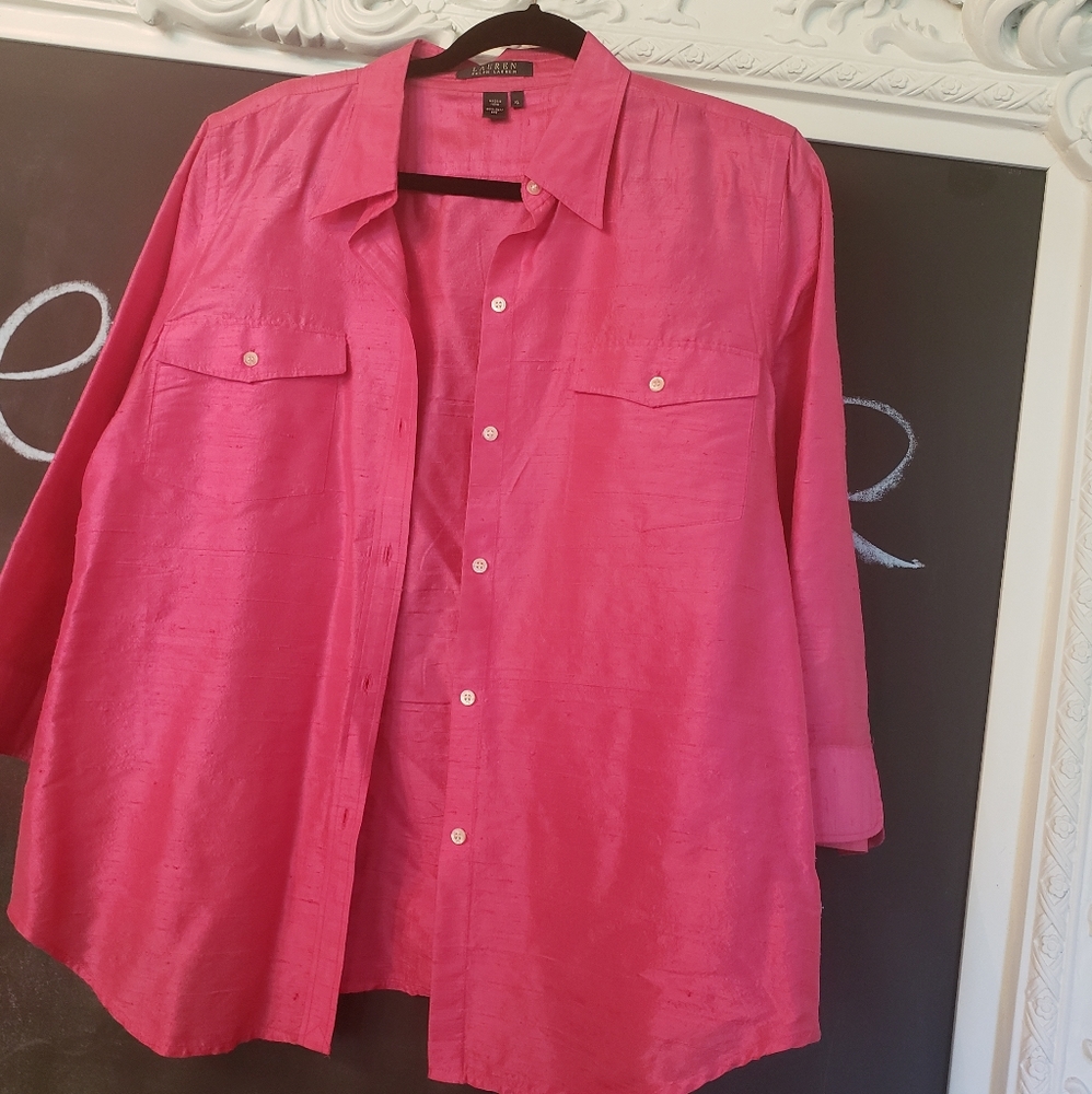 Pink silk shantung shirt